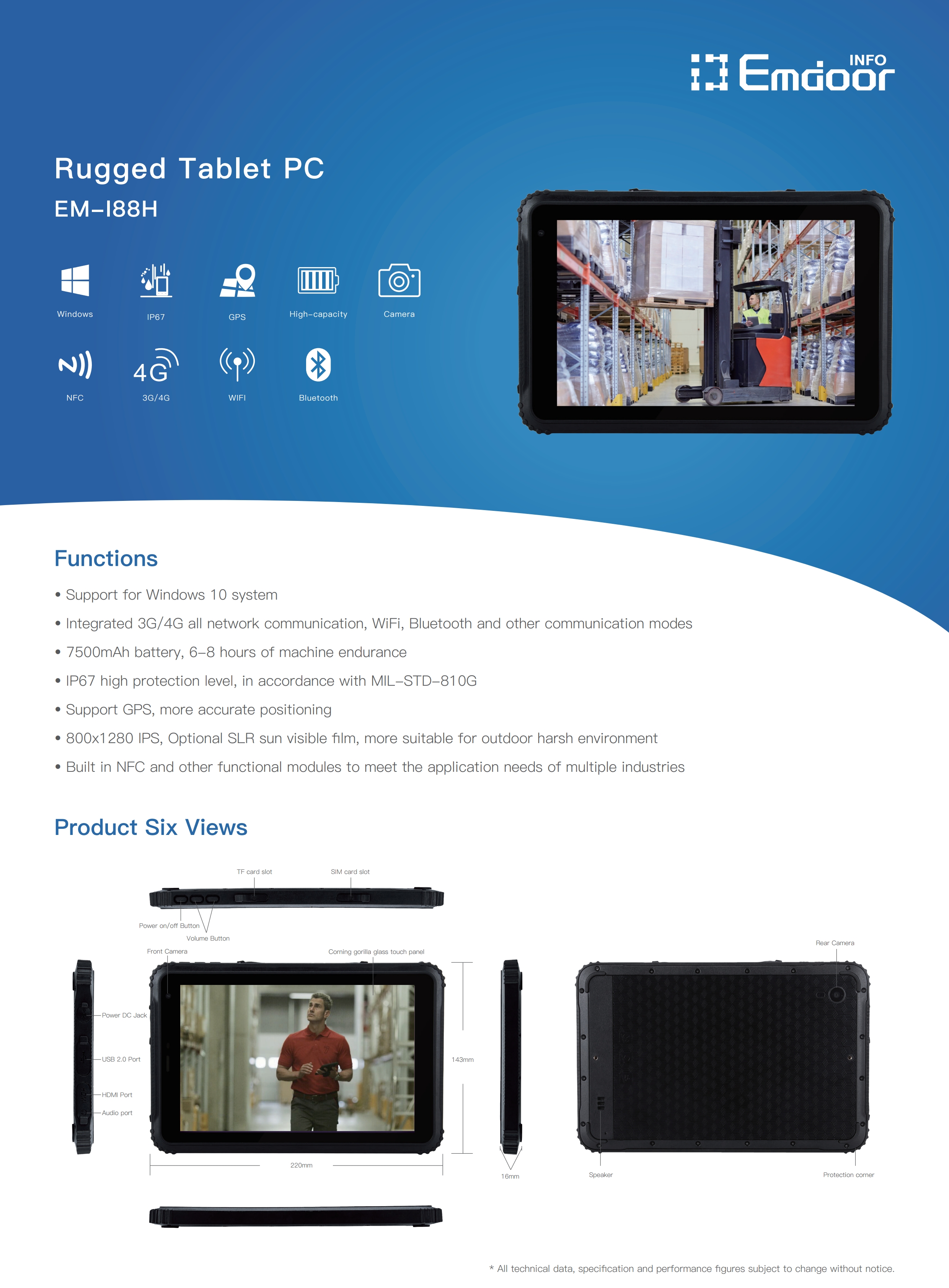 Emdoor Industrial Tablet Windows 10